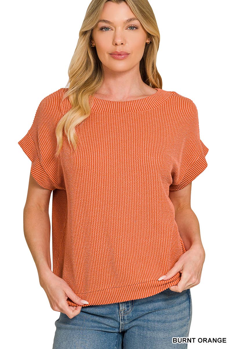Corded Rib Knit Top - Zenana