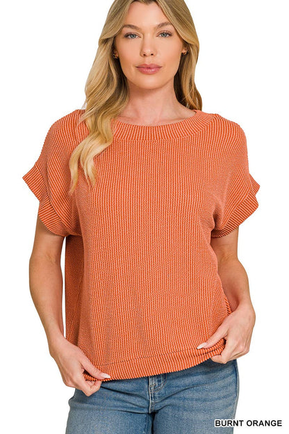 Corded Rib Knit Top - Zenana