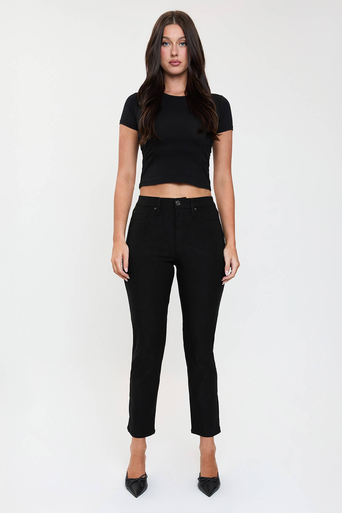 High Rise Hyperstretch Cropped Straight Pants-P041231