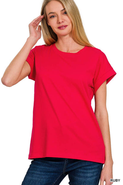 Cotton Crew Neck Short Sleeve T Shirt Zenana