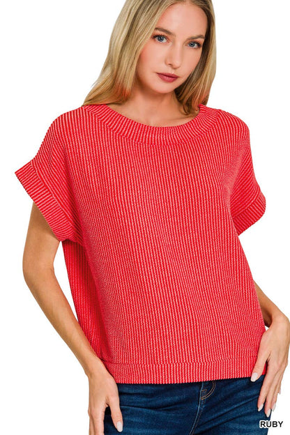 Corded Rib Knit Top - Zenana
