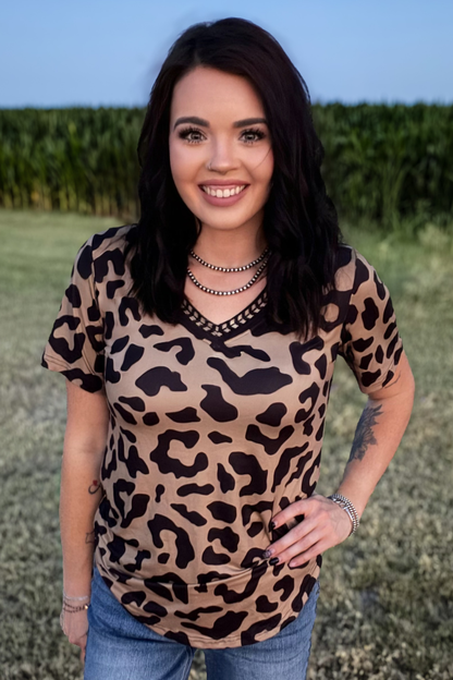 Buckstitch Leopard Top