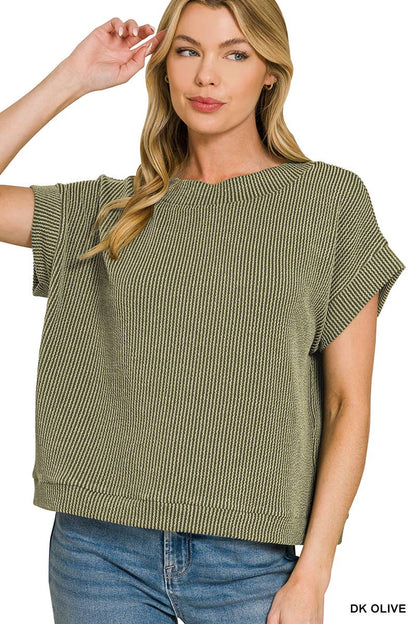 Corded Rib Knit Top - Zenana