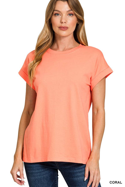 Cotton Crew Neck Short Sleeve T Shirt Zenana