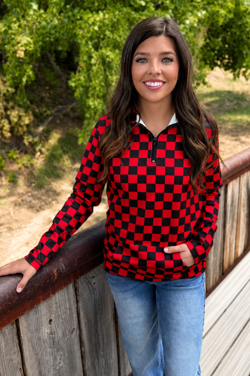 Pep Rally Pullover - Red & Black