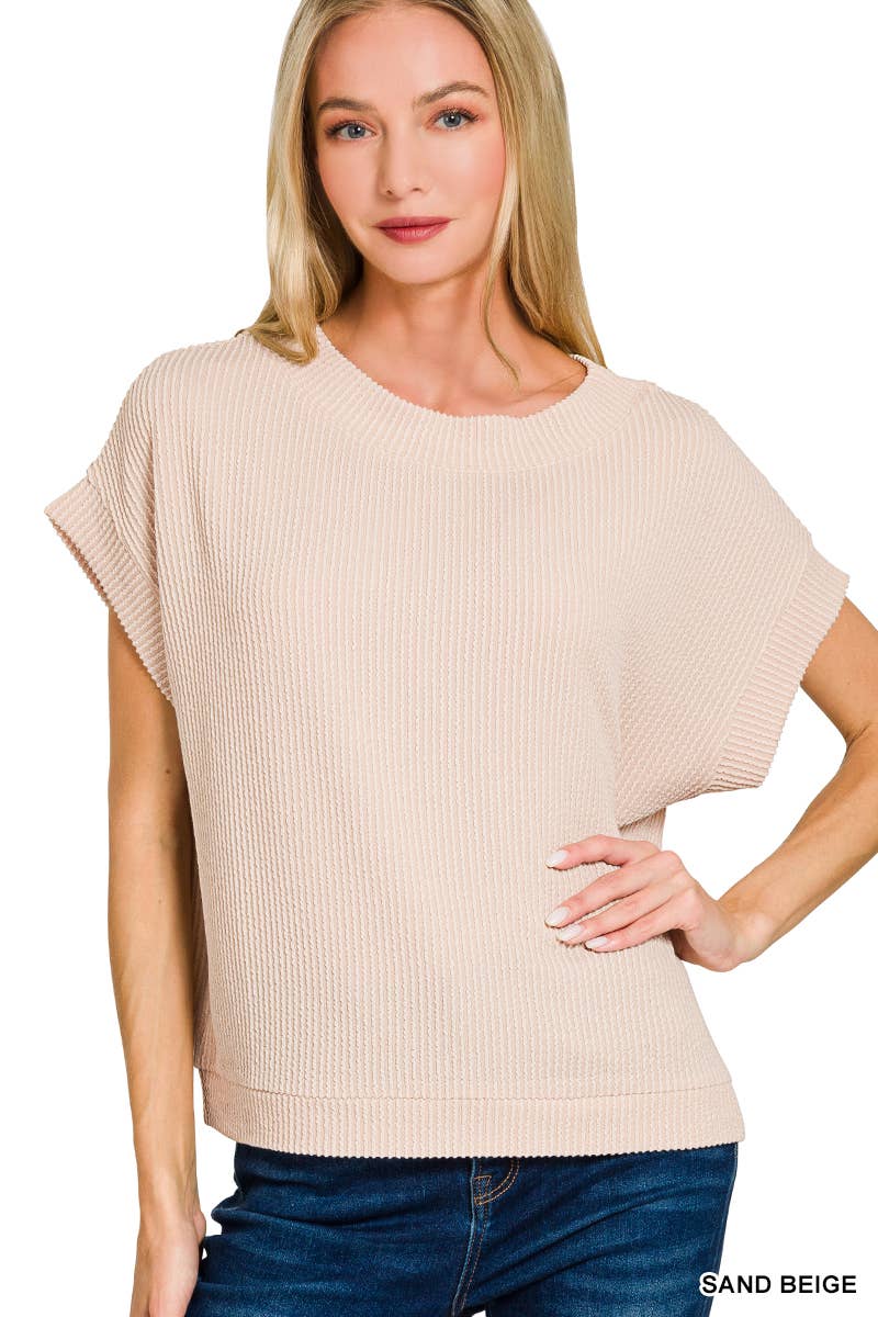 Corded Rib Knit Top - Zenana