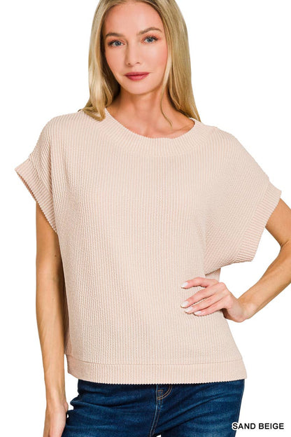 Corded Rib Knit Top - Zenana