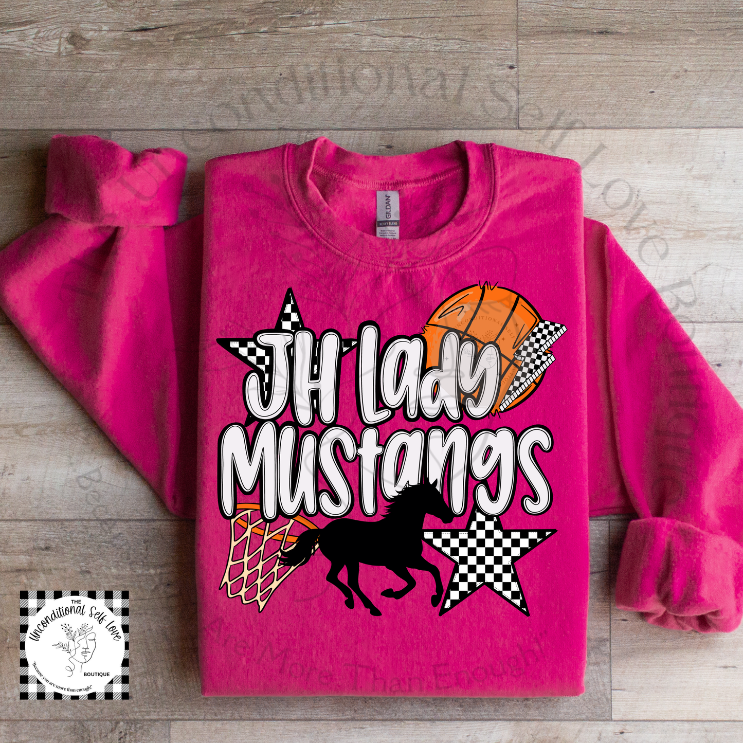 *Pink* JH LADY MUSTANG SPIRIT (short,long sleeve & sweatshirt)