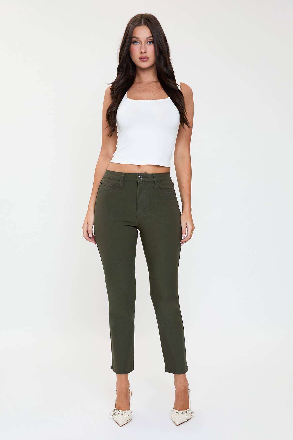 High Rise Hyperstretch Cropped Straight Pants-P041231