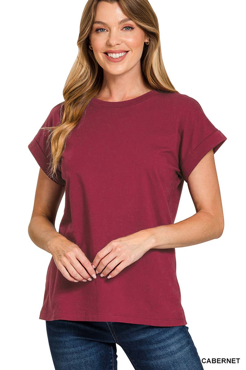 Cotton Crew Neck Short Sleeve T Shirt Zenana