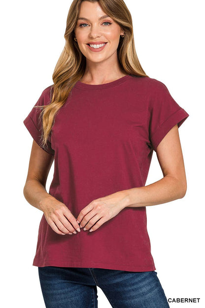 Cotton Crew Neck Short Sleeve T Shirt Zenana