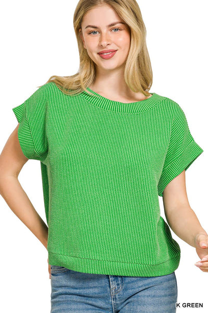 Corded Rib Knit Top - Zenana