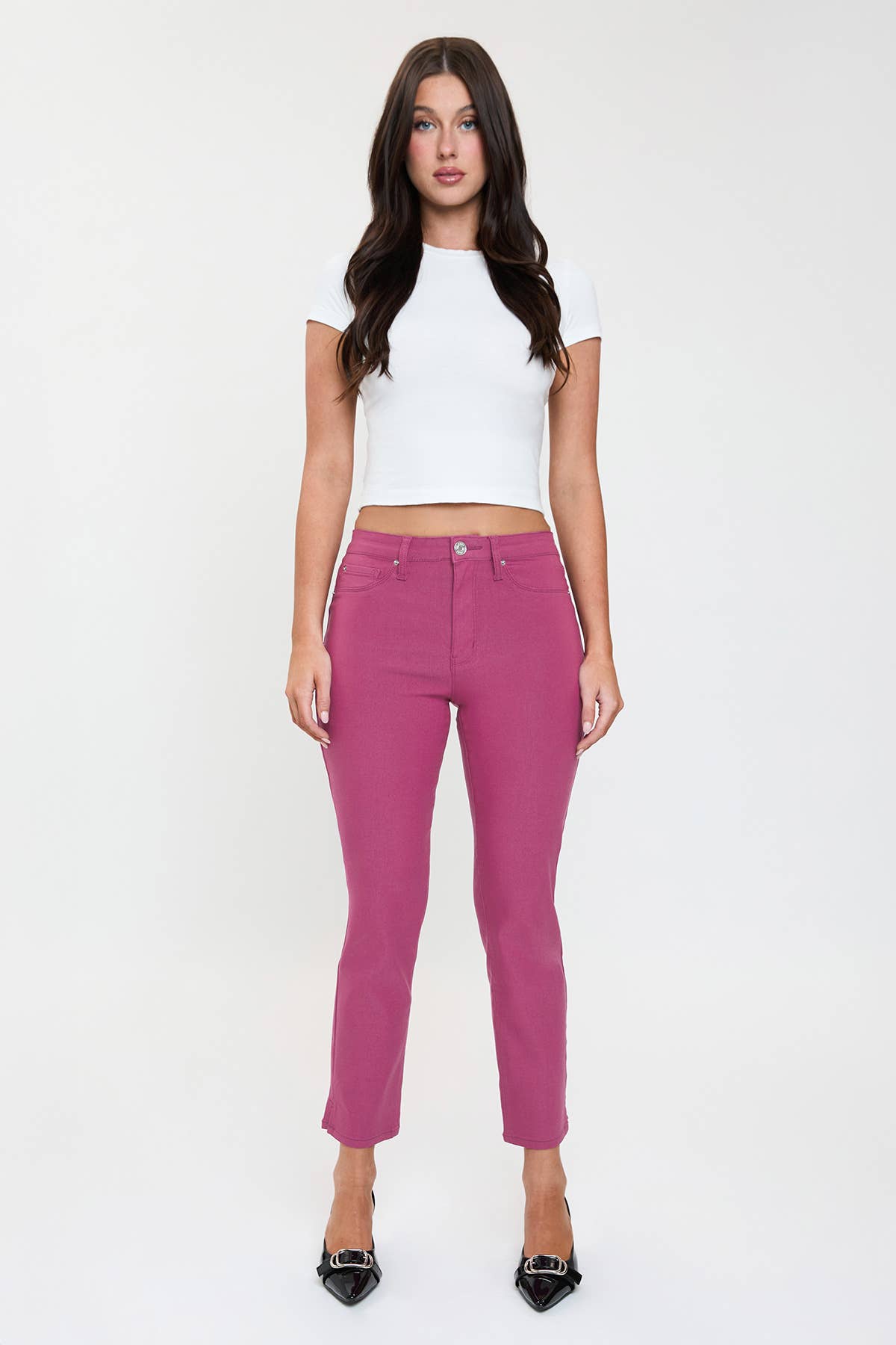 High Rise Hyperstretch Cropped Straight Pants-P041231