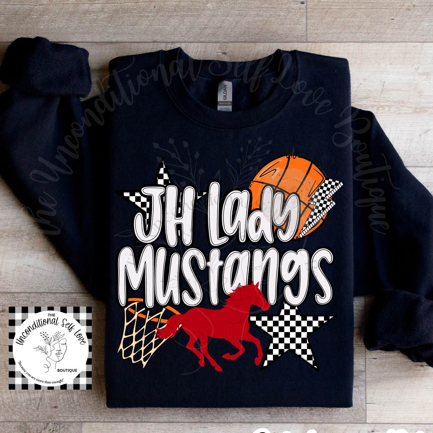 JH LADY MUSTANG SPIRIT (short,long sleeve & sweatshirt)