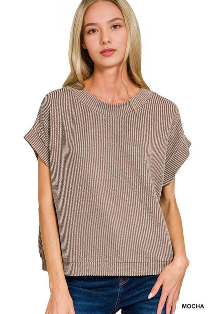 Corded Rib Knit Top - Zenana