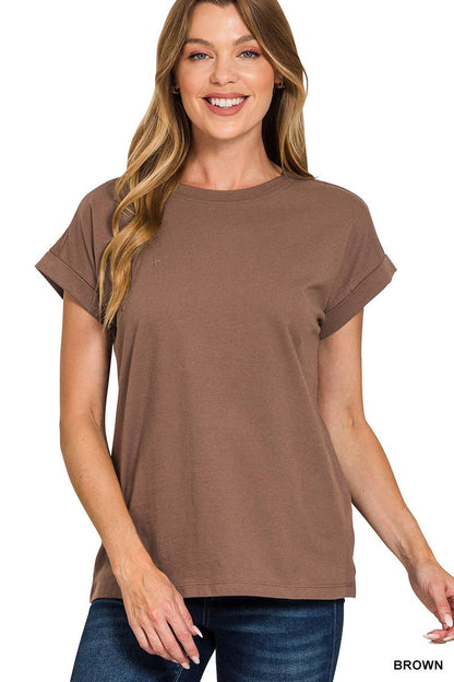 Cotton Crew Neck Short Sleeve T Shirt Zenana