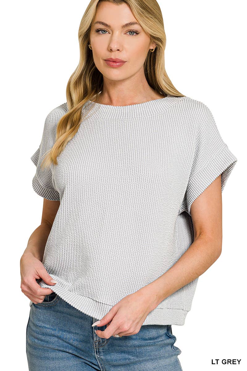 Corded Rib Knit Top - Zenana