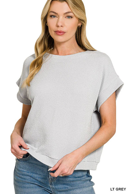 Corded Rib Knit Top - Zenana