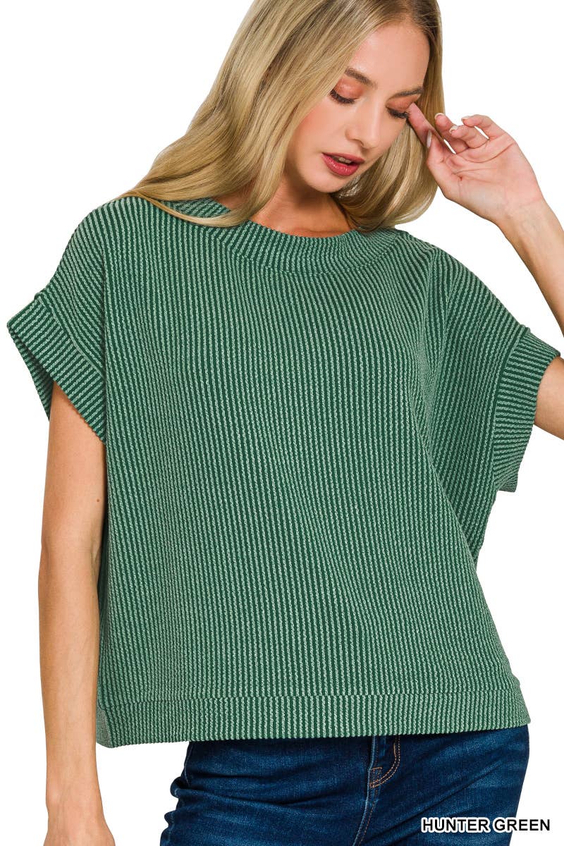 Corded Rib Knit Top - Zenana