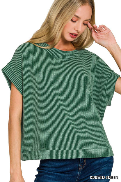 Corded Rib Knit Top - Zenana